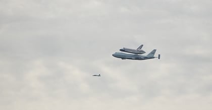 The space shuttle Discovery ferried to the Smithsonian